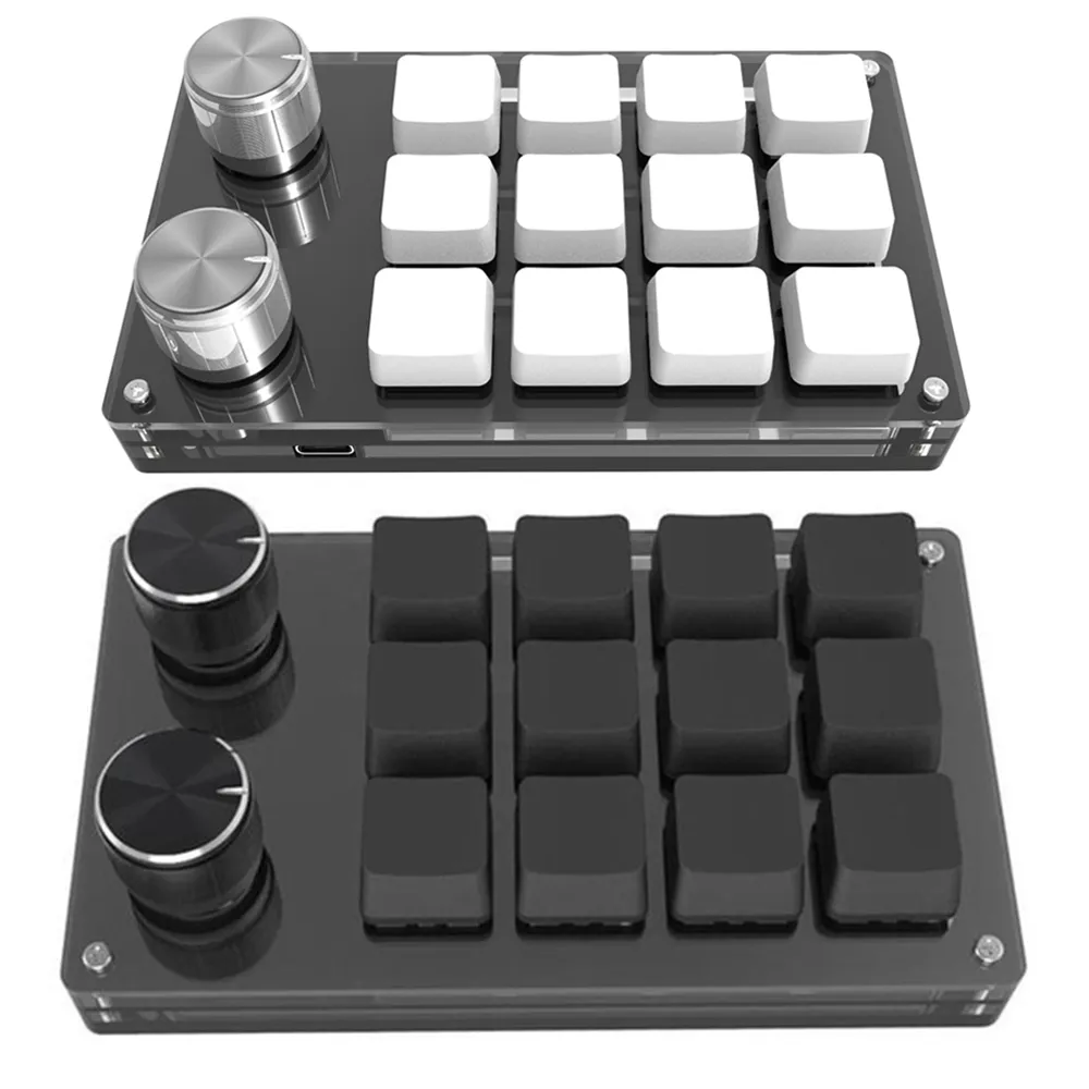 USB Macro Custom Mini Keyboard 12 Keys 2 Knob Programming DIY Mechanical Keyboar