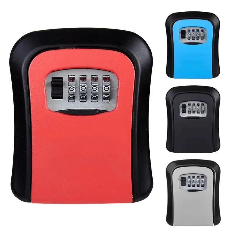 Wall Mount Key Lock Box 4 Digit Password Code Security Lock No Key for Home Offi