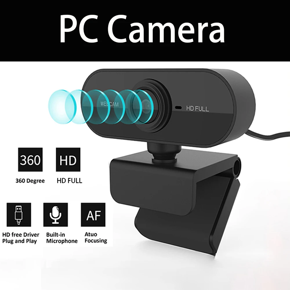 Webcam Computer Camera 1080P HD USB With Microphone Support Desktop Computer Lap