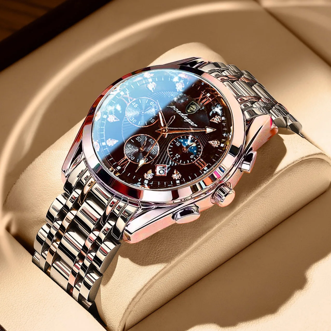 POEDAGAR Men Watch Top Brand Luxury Sports Quartz Mens Watches Full Steel Waterp