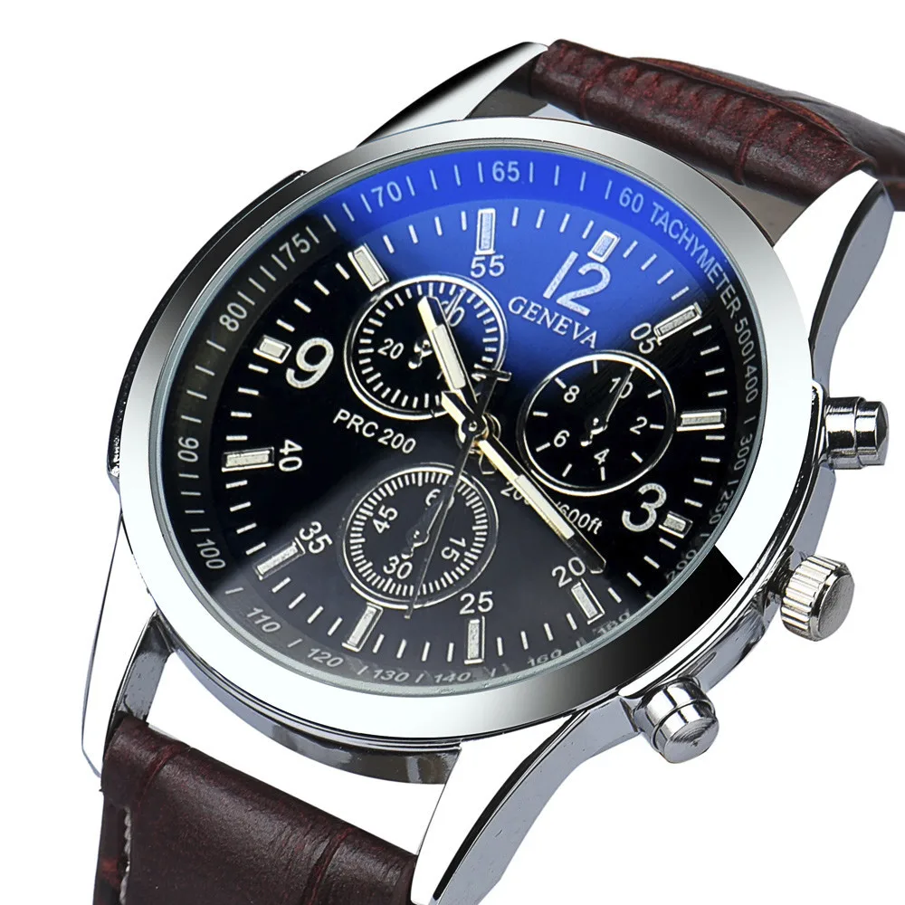 Geneva Men Watches Men Military Sports Watches Leather Band Quartz Watches hodin