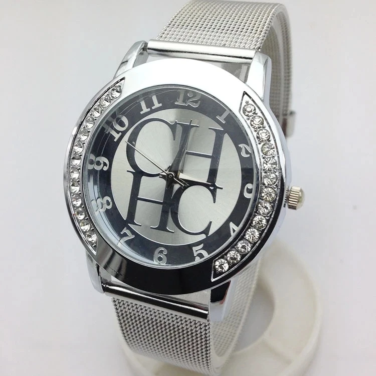 Luxury All-steel Crystal Watch Ladies Fashion Stainless Steel Mesh Band Quartz W