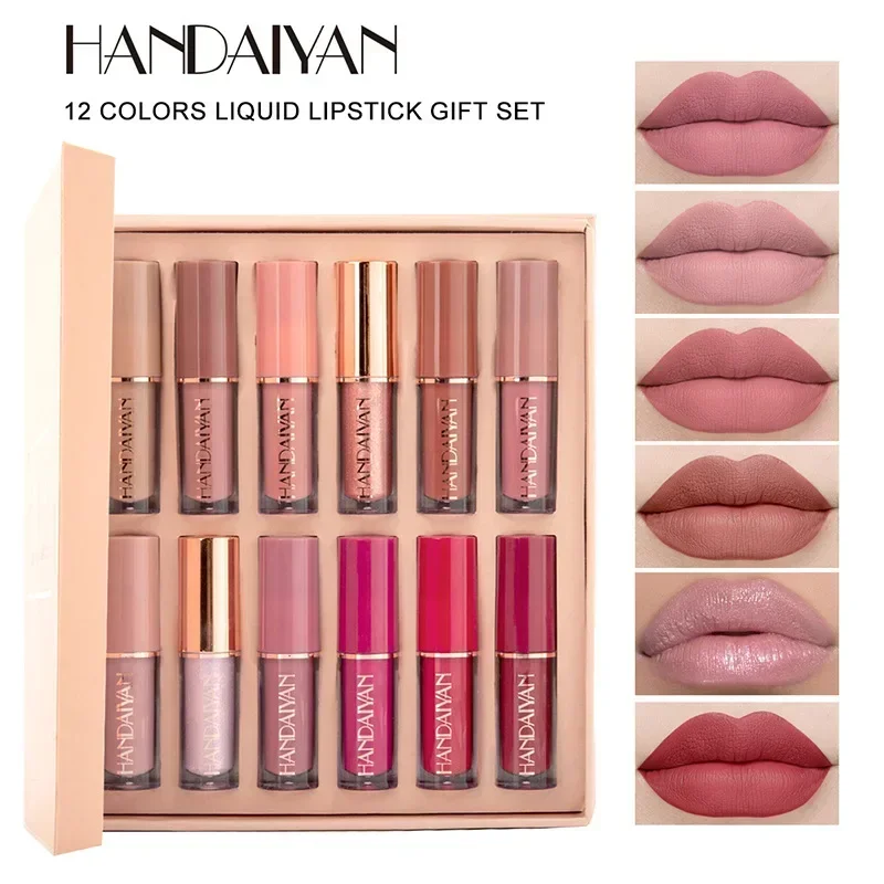 12pcs Matte Lipstick Long Lasting Waterproof Lip Stick Smudge-free Classic Highl
