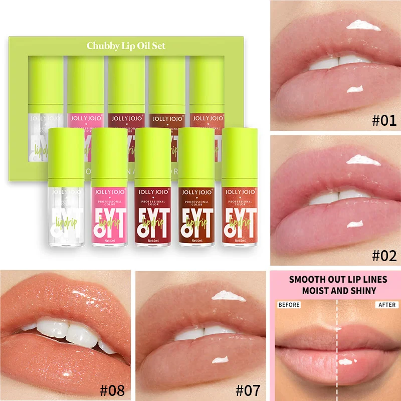 5pcs/Set Lip Oil Hydrating Plumping Lip Coat For Lipstick Lipgloss Tinted Lip Pl