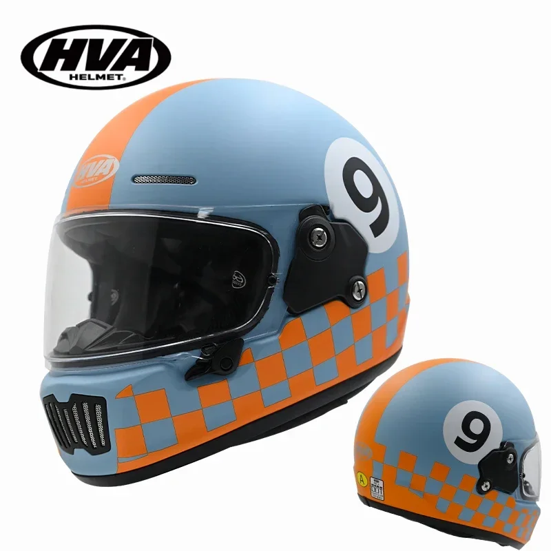 Motorcycle Helmet ABS Orange Blue Helmet Transparent Lens Suitable for Autumn an