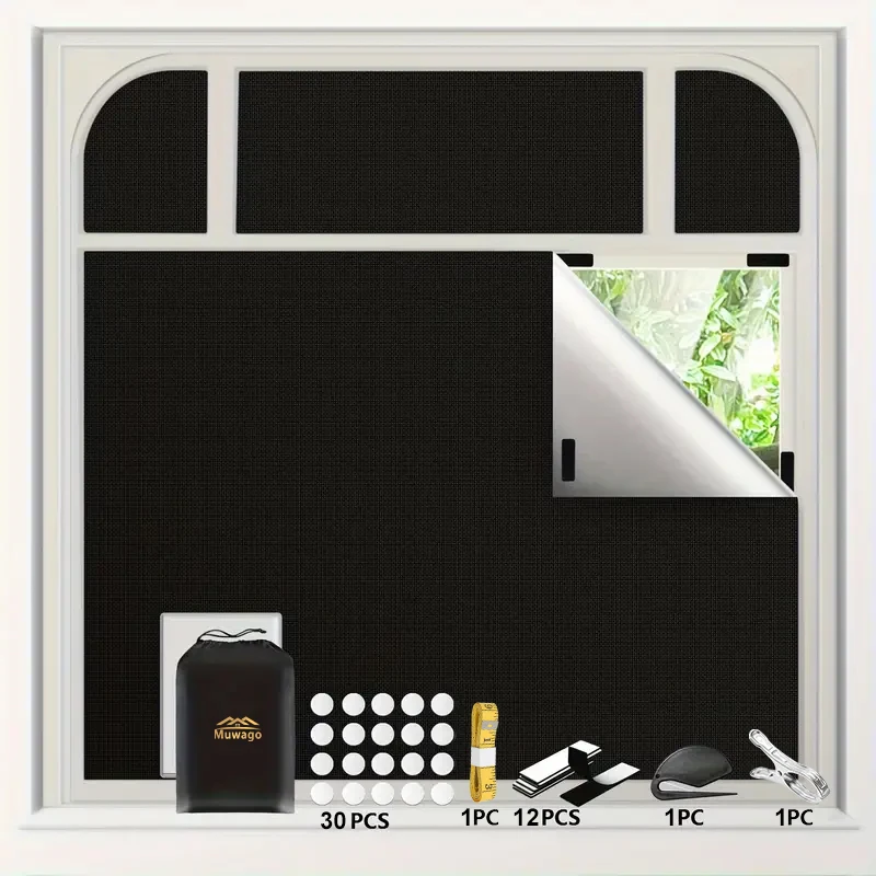 100% Blackout Curtain Removable Portable Travel Blocking Darkest Window Film Clo