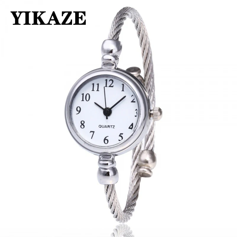 YIKAZE Small Gold Bangle Bracelet Luxury Watch Stainless Steel Retro Ladies Quar