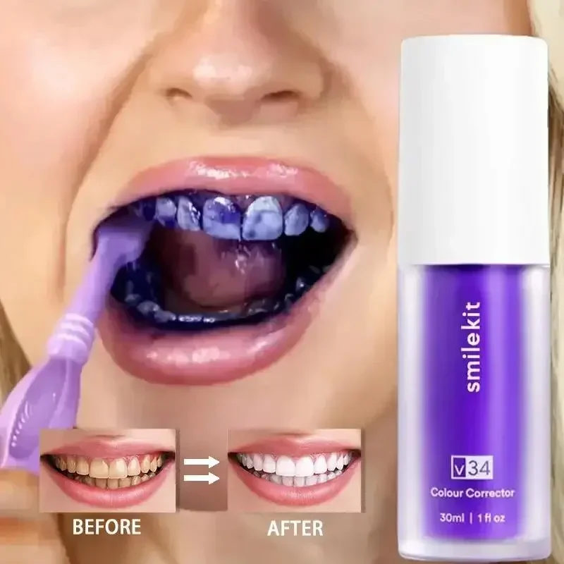 SMILEKIT V34 Purple Whitening Toothpaste Remove Smoke Stain Remove Stains Reduce