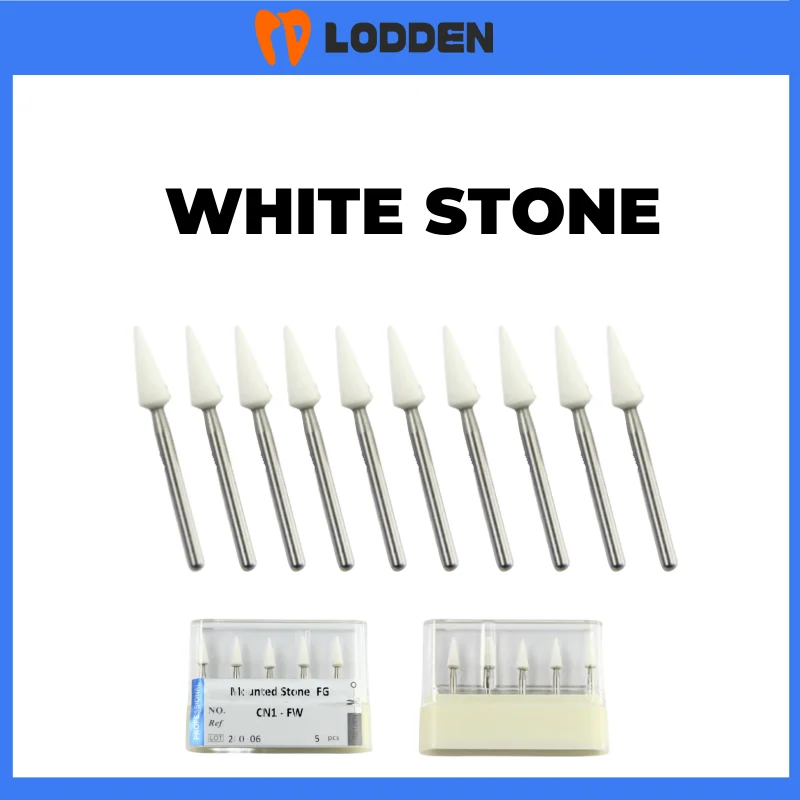 5pcs Dental White Stone White Polishing Burs Stones Burs FW/RW Drills Flame Shap