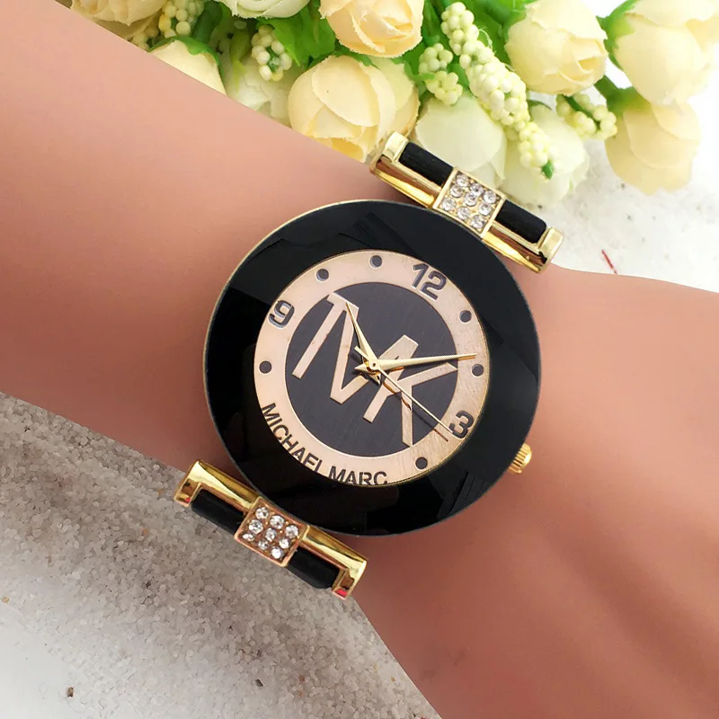Brand TVK Watch Women Gift Fashion Watches Black Luxury Clock Silica Gel Quartz 
