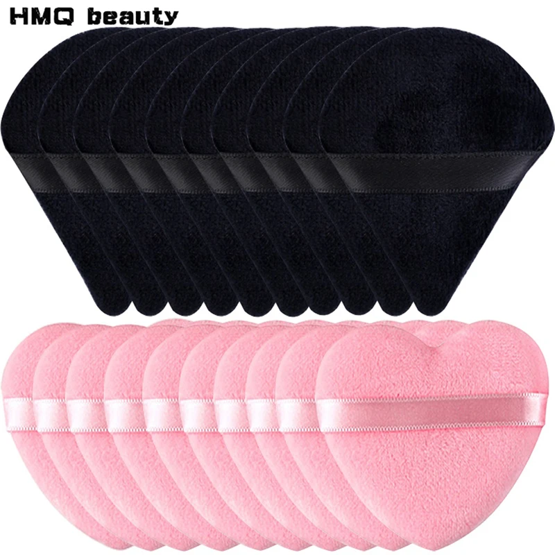 10/20Pcs Triangle Velvet Powder Puff Heart Shaped Makeup Sponges Blender Foundat