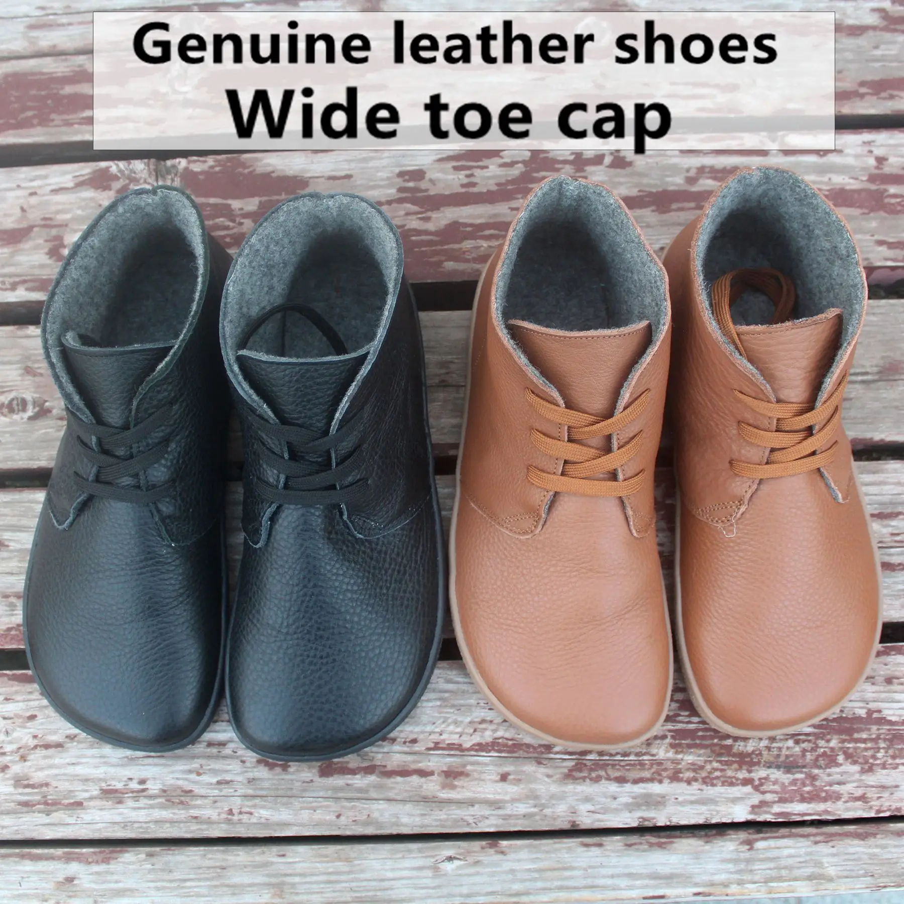 Barefoot Leather Boots With Wool Linning Inside For Women man Zero Drop Wider To