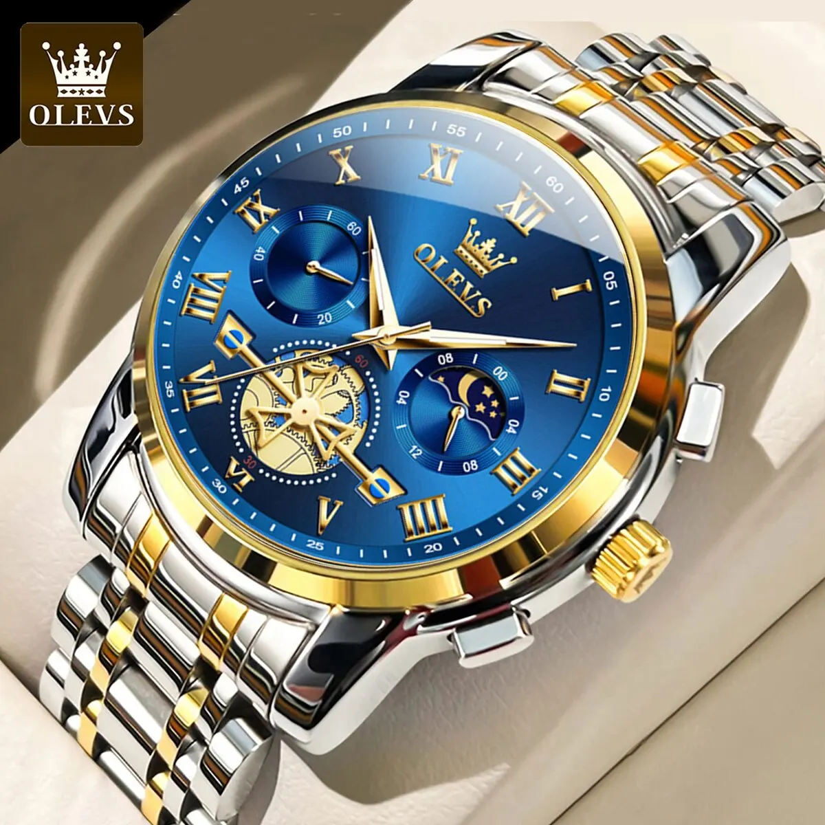 OLEVS Top Brand Mens Watches Classic Roman Scale Dial Luxury Wrist Watch for Man