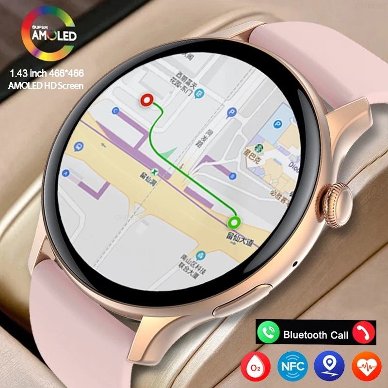 2024 True AMOLED Smart Watch Ladies Screen Always Show Time 466*466 HD Health Tr