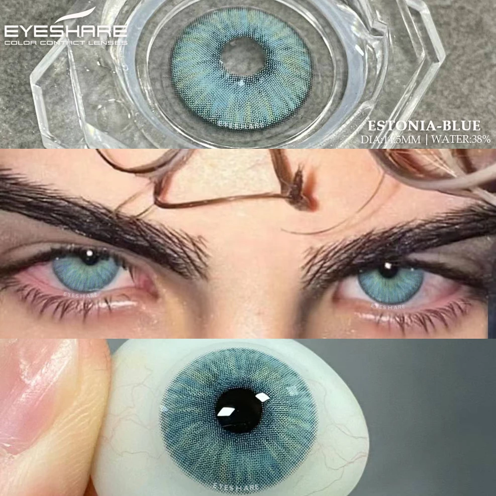 EYESHARE 1pair New Colored Contacts Lenses for Eyes Fashion Blue Lenses Green Co