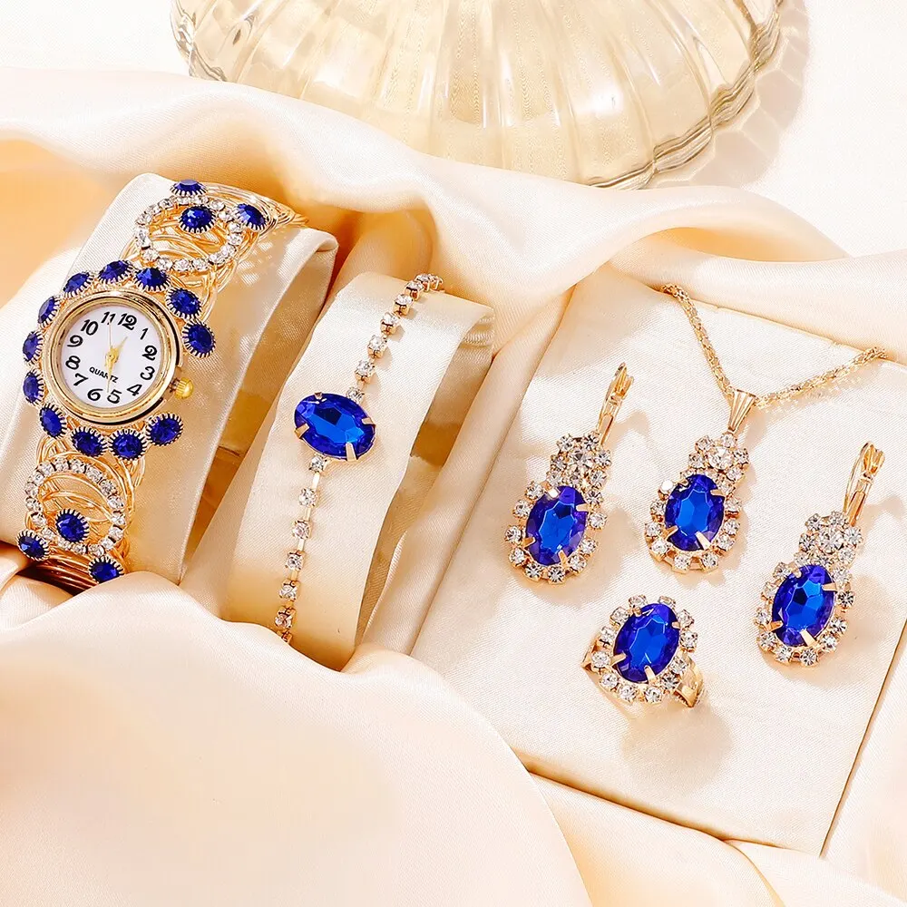6PCS Set Luxury Womens Bracelet Quartz Watches For Women Magnetic Watch Ladies S