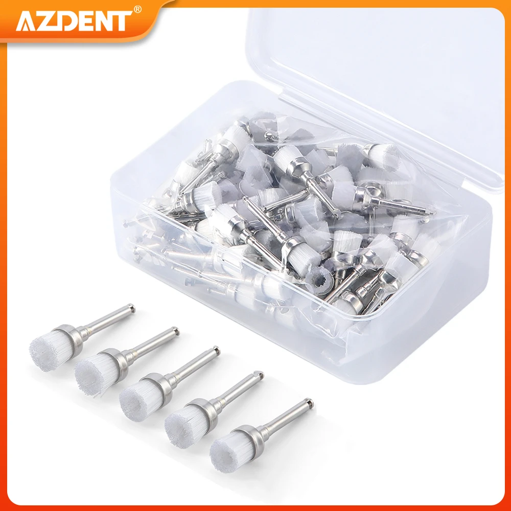 100pcs/Box Dental Polishing Brushes AZDENT Prophy Brush White Nylon Bowl Flat Sh
