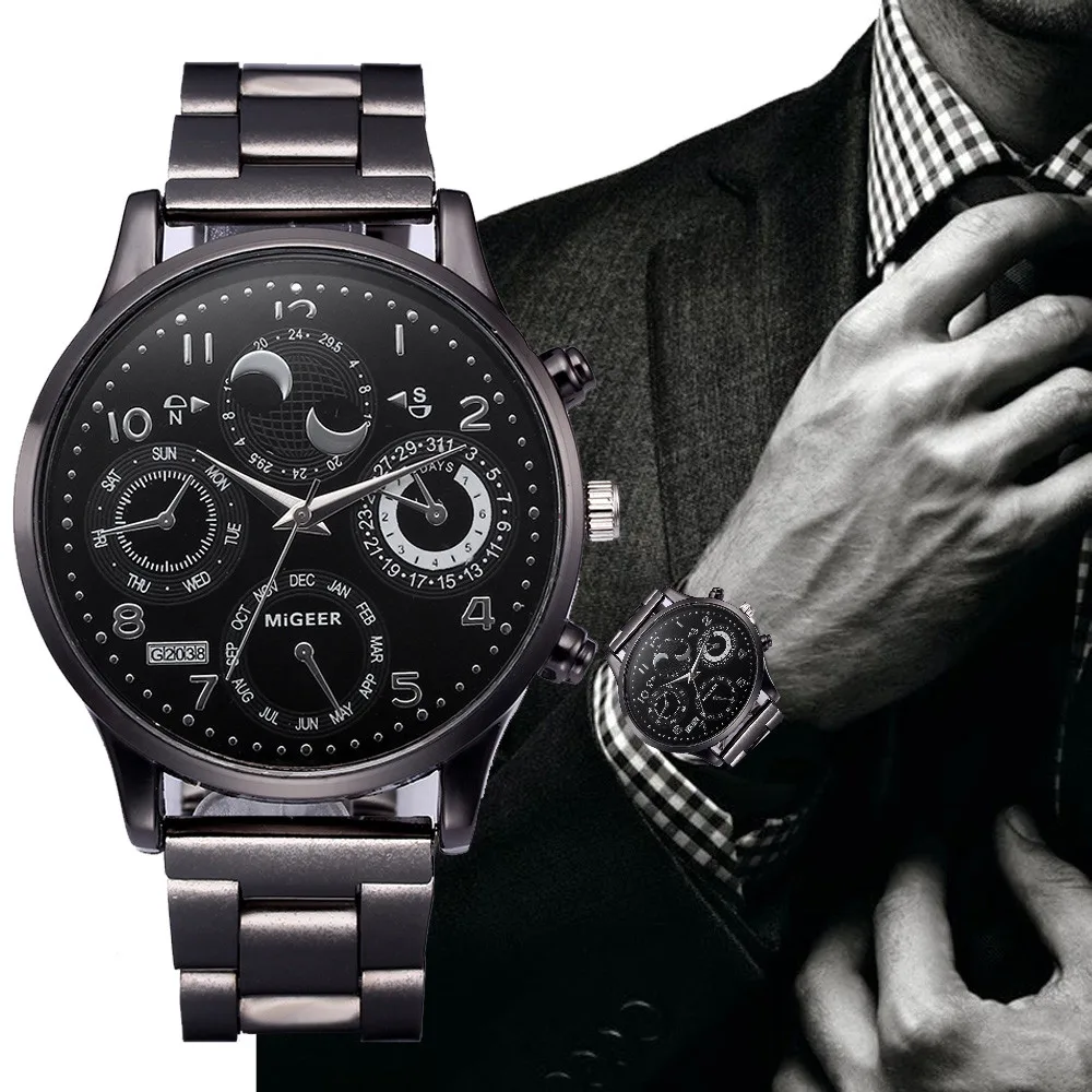 2022 New MIGEER Watch Luxury Men Gold Wristwatches Fashion Metal Alloy Quartz Wa