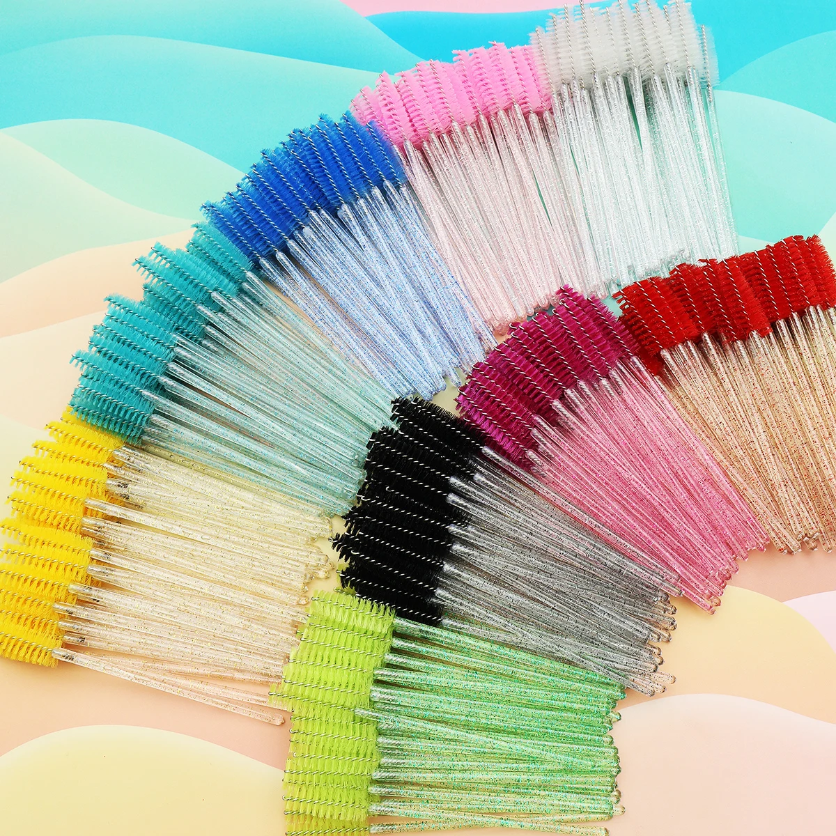 50Pcs Crystal Eyelashes Brush Comb Disposable Eye Lashes Extension Mascara Wands