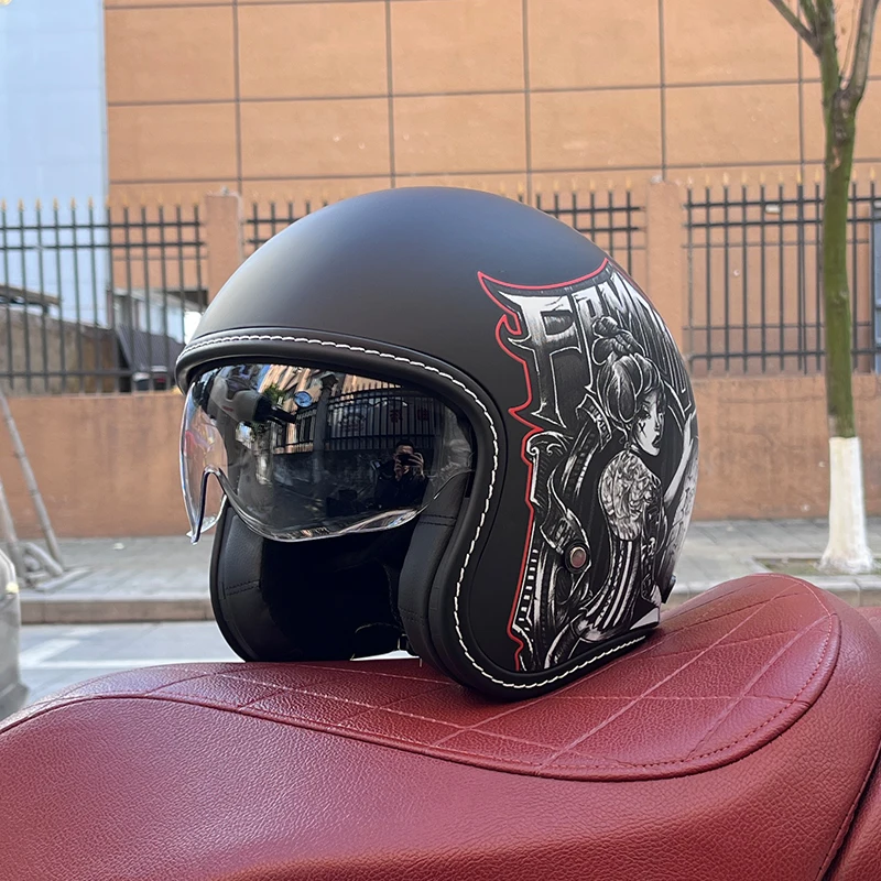 2024 NEW motorcycle helmet for men and women 3C certification 3/4 helmet retro h