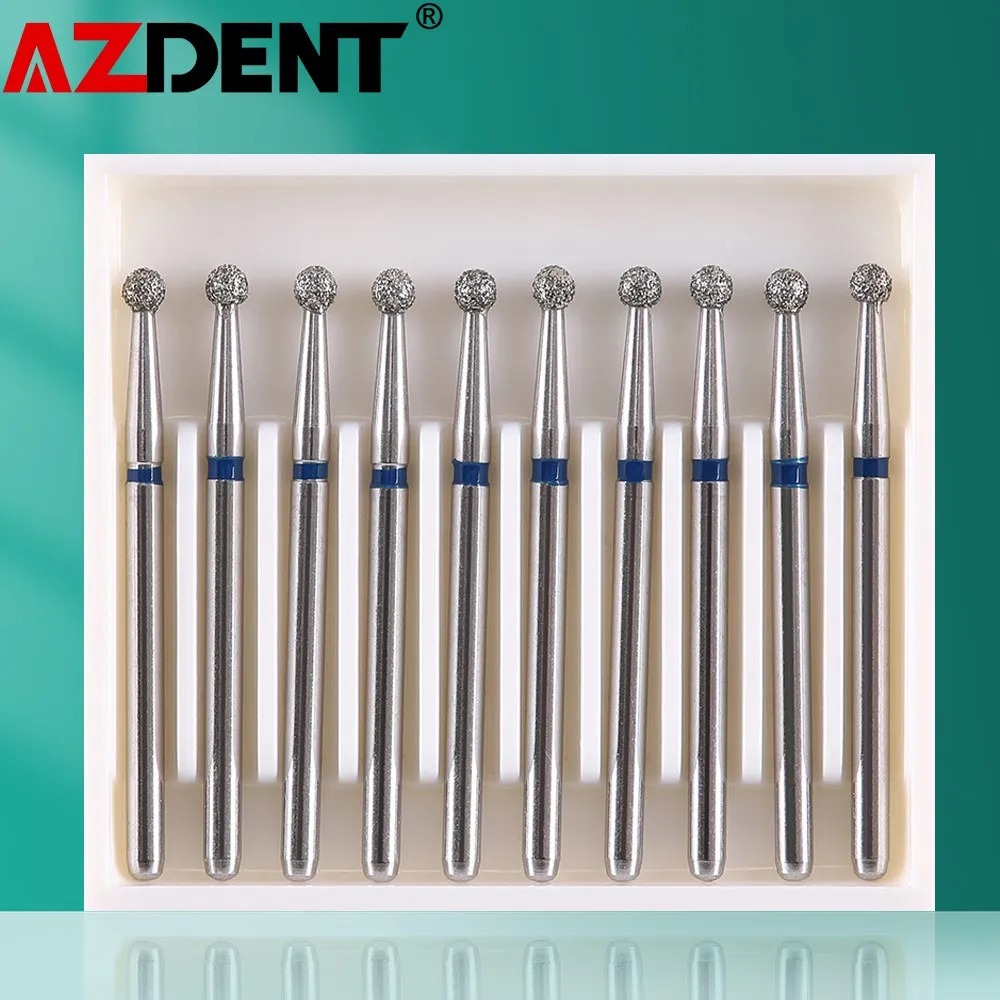 10pcs/Pack AZDENT Dental Diamond Burs Drill Ball Round Type 25mm FG 1.6mm For Hi