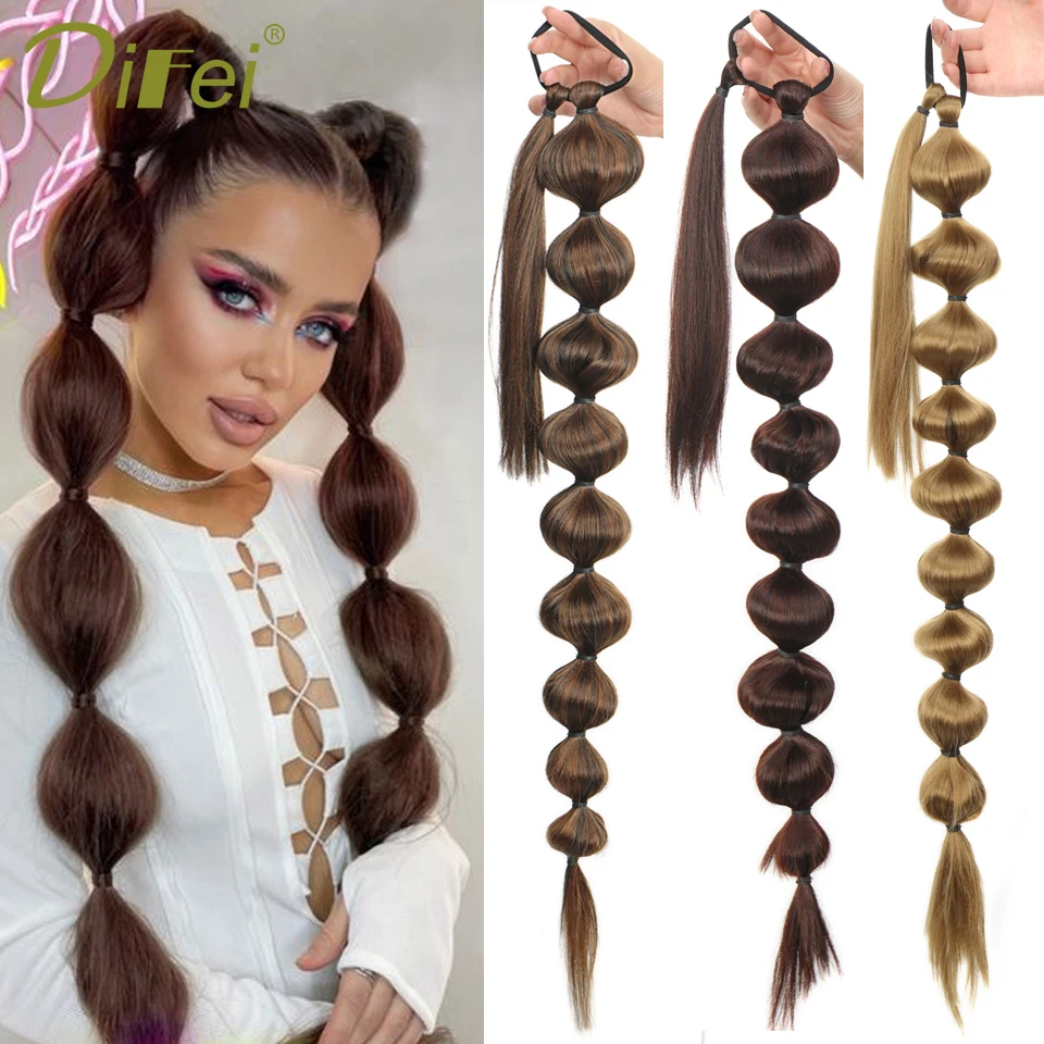 Bubble Ponytail Extension Synthetic Warp Around Ponytail Hair Extensions For Wom