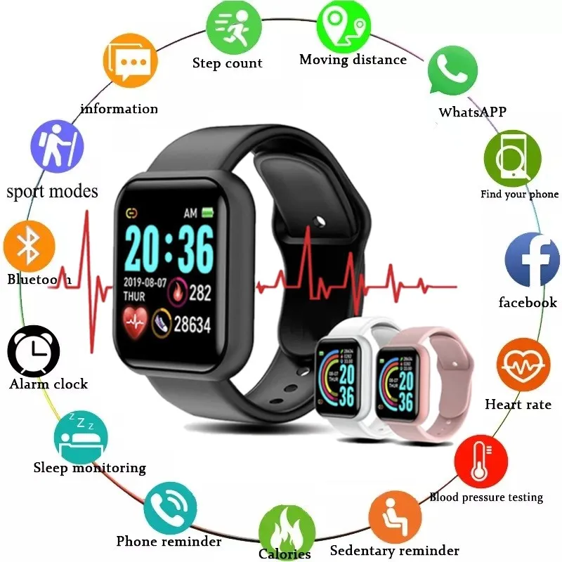 Smart Watch Men Women Heart Rate Blood Pressure Monitor Fitness Tracker Smartwat