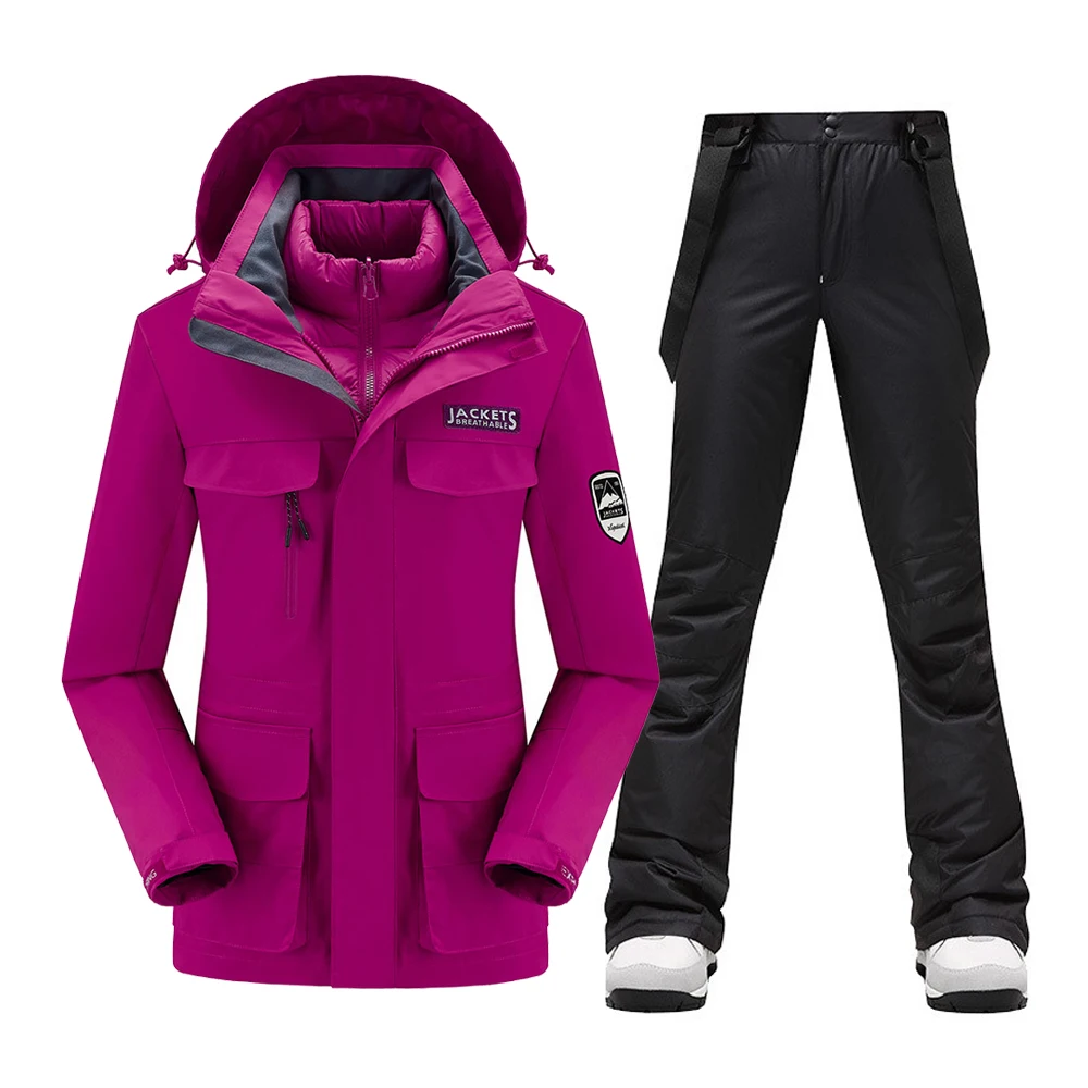 Ski Suit Women Winter Skiing Snowboarding Clothes Thick Warm Waterproof Ski Down