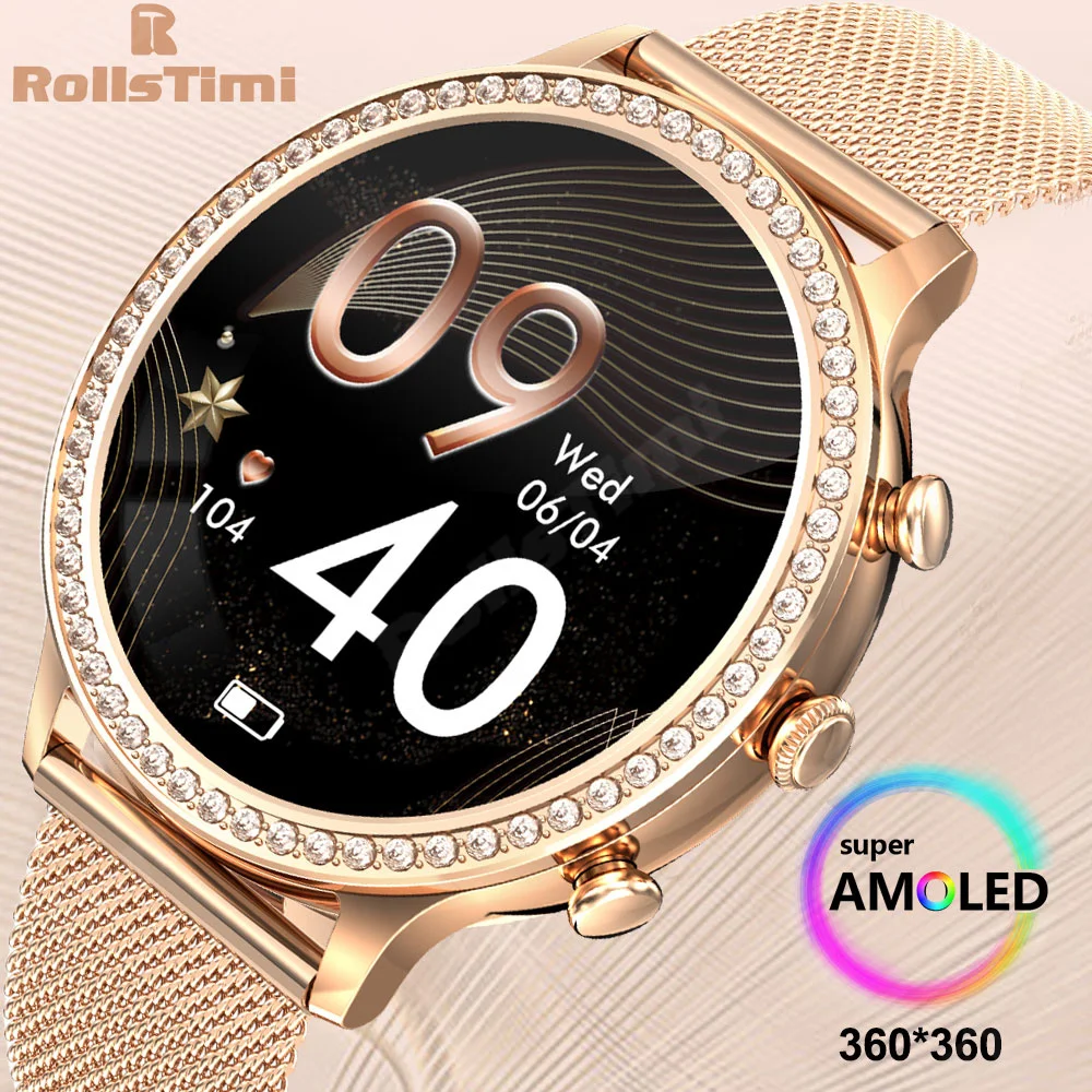 Fashion Luxury Smart Watch Women Bluetooth Call Blood Pressure DIY Custom Sport 