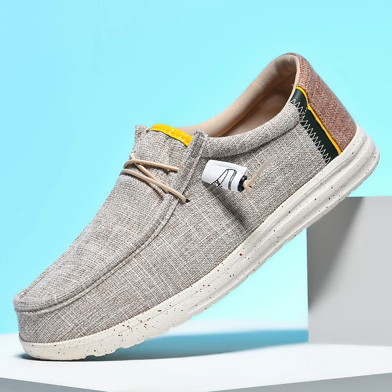 Men Casual Canvas Shoes Mens Loafers Breathable Slip on Flats Male Vulcanized Sh