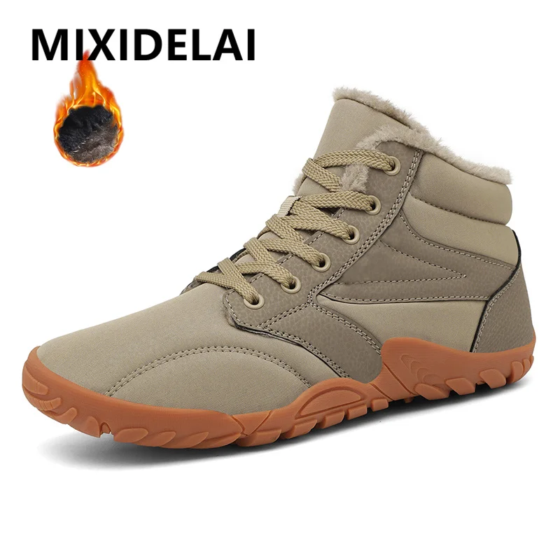 New Winter Boots for Men Snow BareFoot Outdoor Non-slip Warm Fur Casual Sneakers