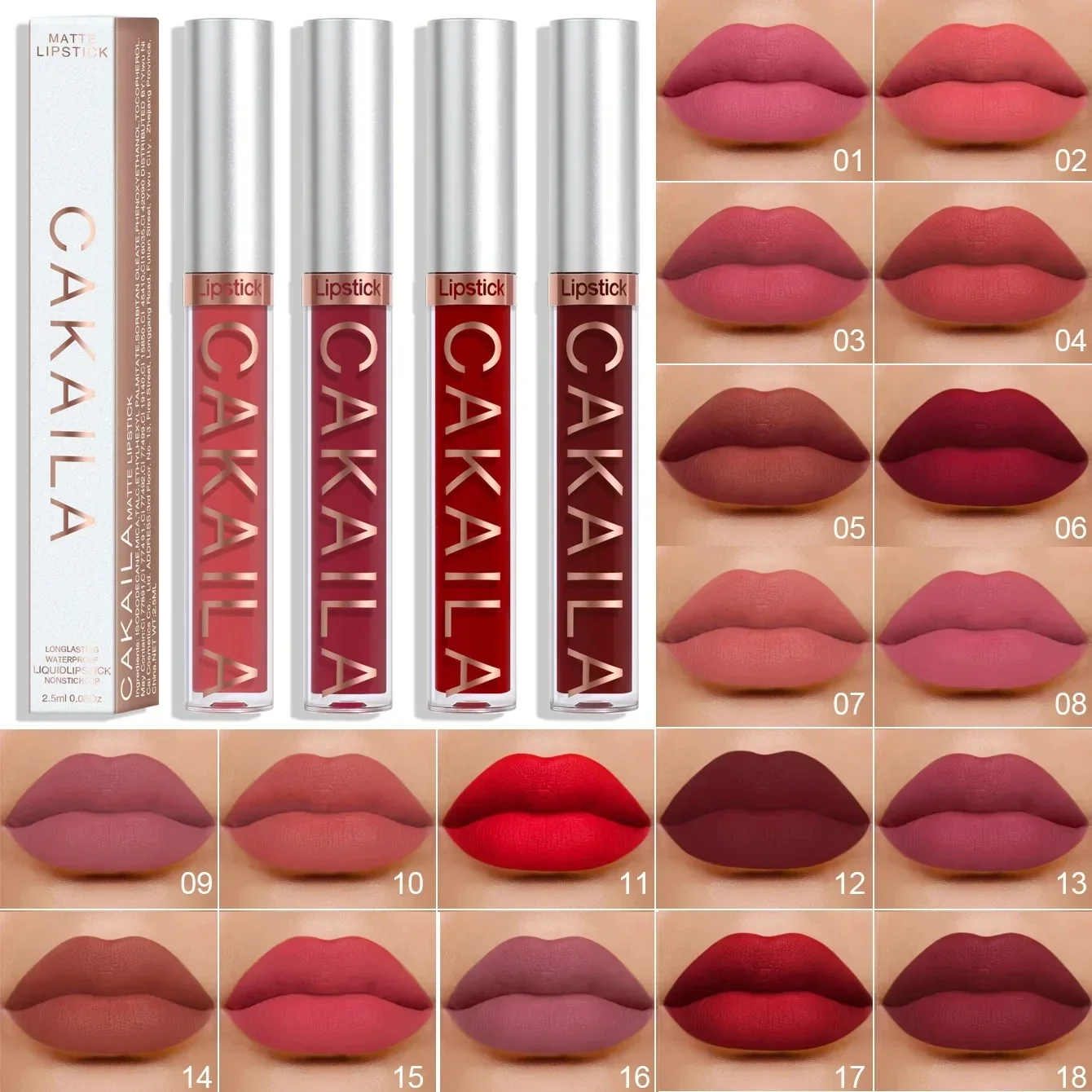18 Colors Matte Lipgloss Wholesale Cheap Liquid Lipstick Makeup Lip Color Batom 
