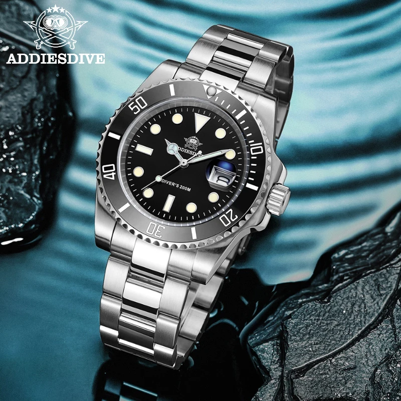 ADDIESDIVE Stainless Steel Watch Men's European and American Business Leisure Qu