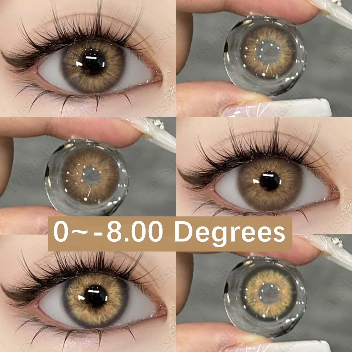 EYESHARE 1Pair Myopia Lenses Colored Contact Lenses for Eyes Lenses With Diopter