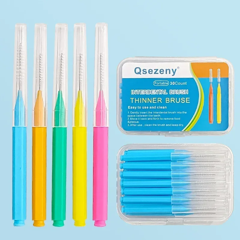 30/60Pcs 0.6-1.2mm Interdental Brushes Health Care Teeth Push-Pull Brush Removes