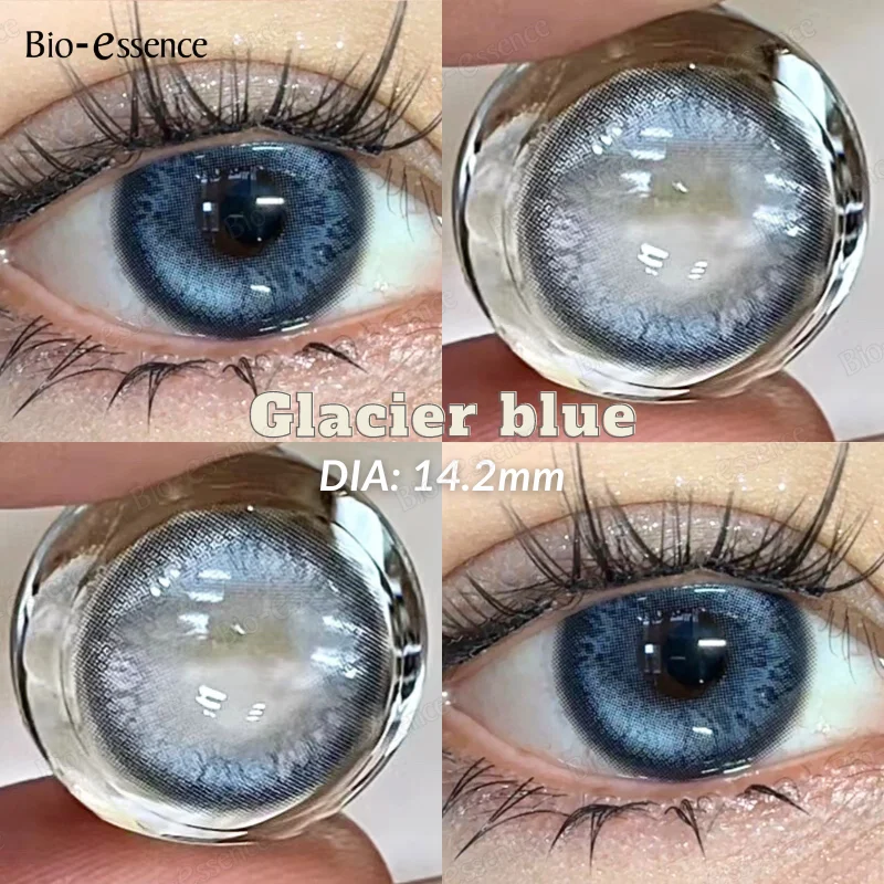 Bio-essence 1Pair Colored Contact Lense with Myopia Natural Black Korean Gray Bi