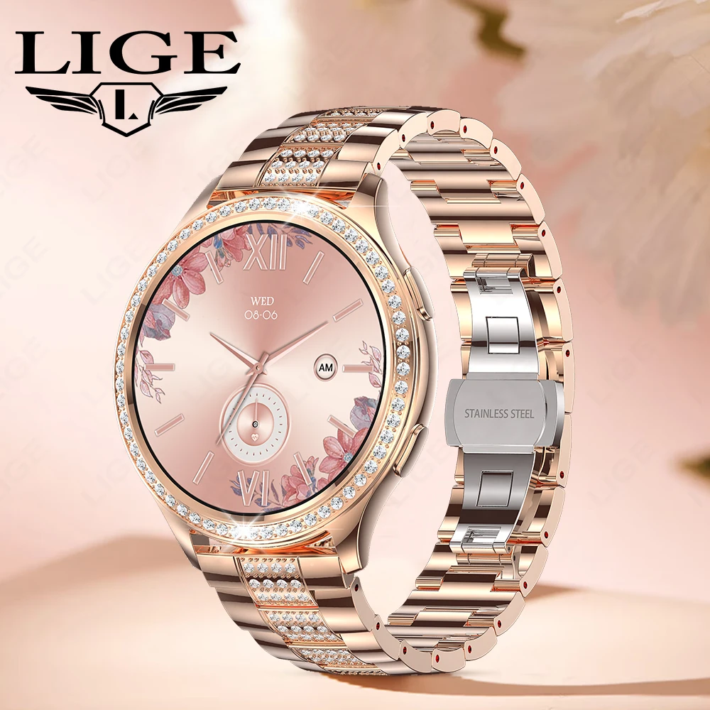 LIGE 1.32 inch Women Smart Watch Bluetooth Call AI Voice Assistant Women's Watch