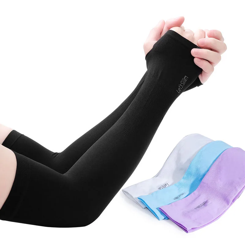 Men Women Long Half Finger Gloves Arm Sleeves Sun UV Protection Ice Cool Arm Cov