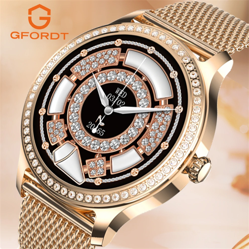 GFORDT NEW Fashion Women Smart Watch Bluetooth Call Lovely Sport Watch Waterproo
