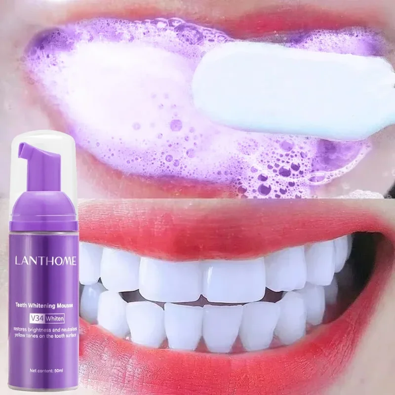 50ml V34 Mousse Toothpaste Teeth Whitening Removing Yellow Teeth Cleaning Tooth 
