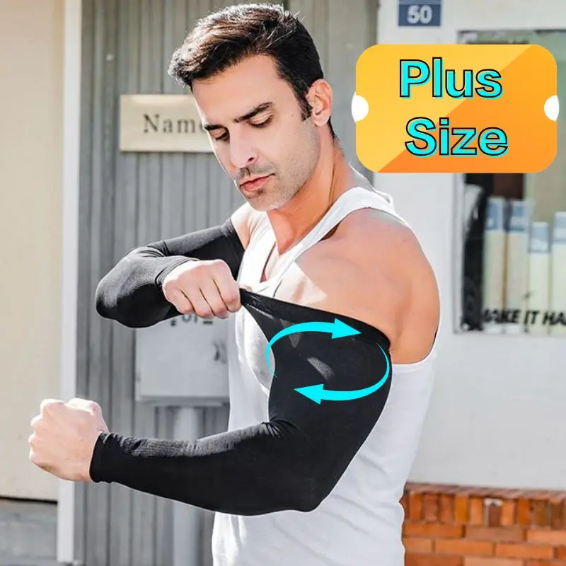 1 Pair Summer Sunscreen Sleeves Ice Silk Men's Plus Size Arm Protection UV Prote