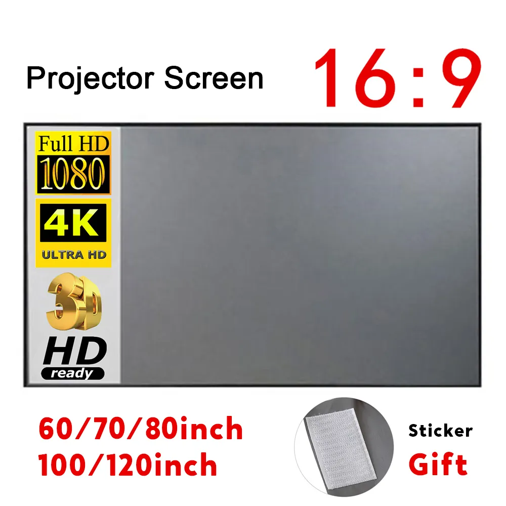Portable Projector Screen Simple Curtain Anti-Light 60/70/80/100/120 Inches Proj