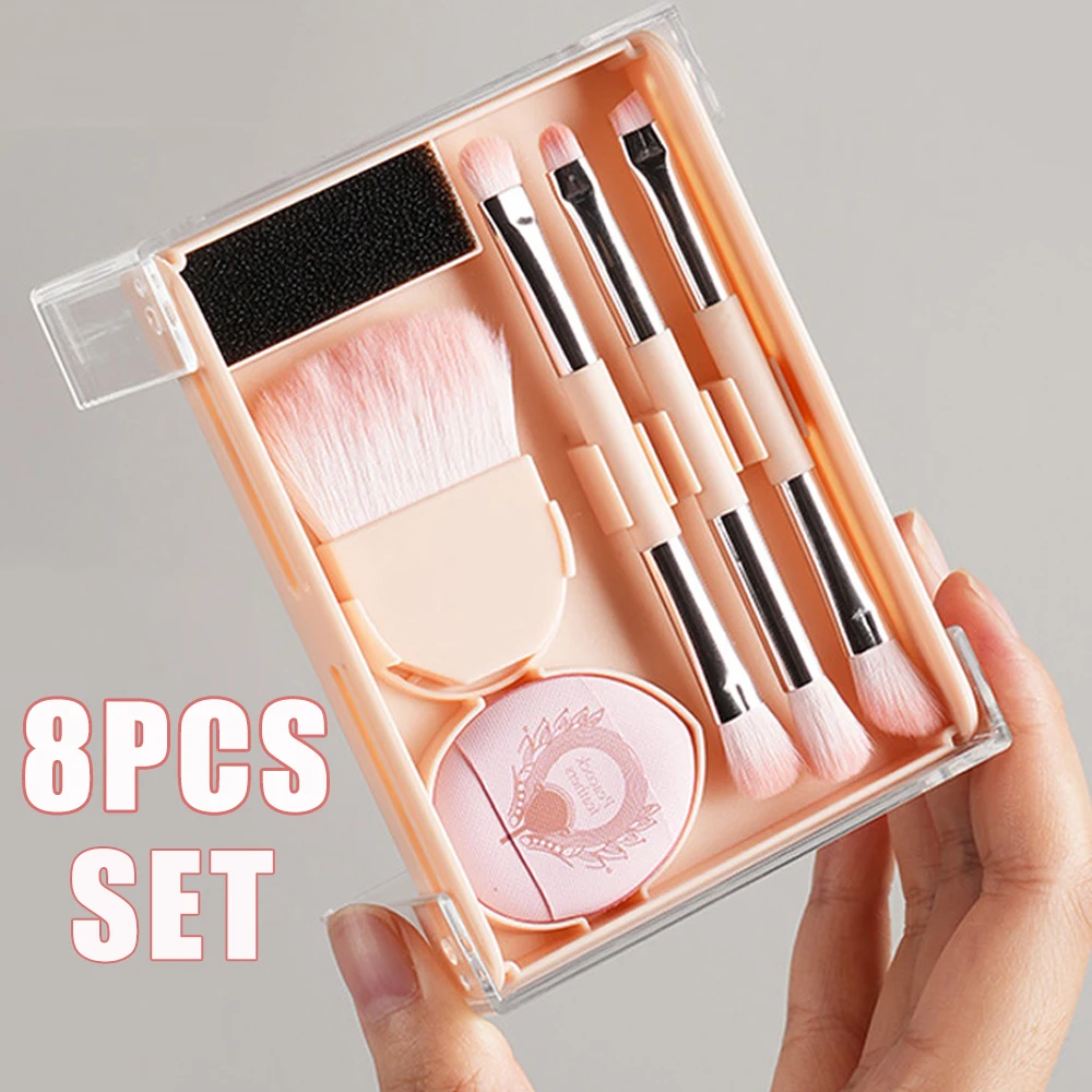 8pcs Makeup Brushes Set Foundation Contour Eyeshadow Blush Brush Powder Puff Por