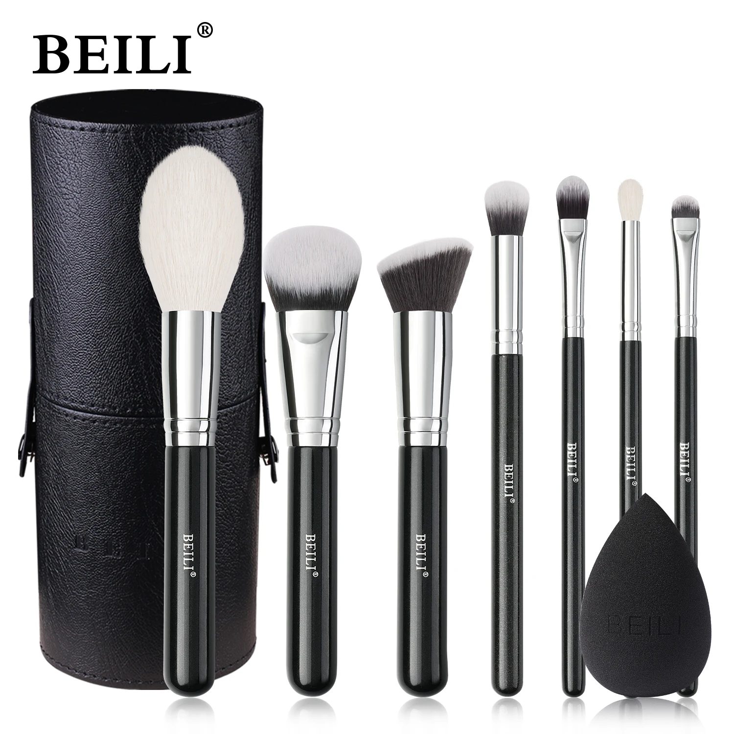 BEILI Black Makeup brushes set Professional Natural goat fiber hair brushes Foun