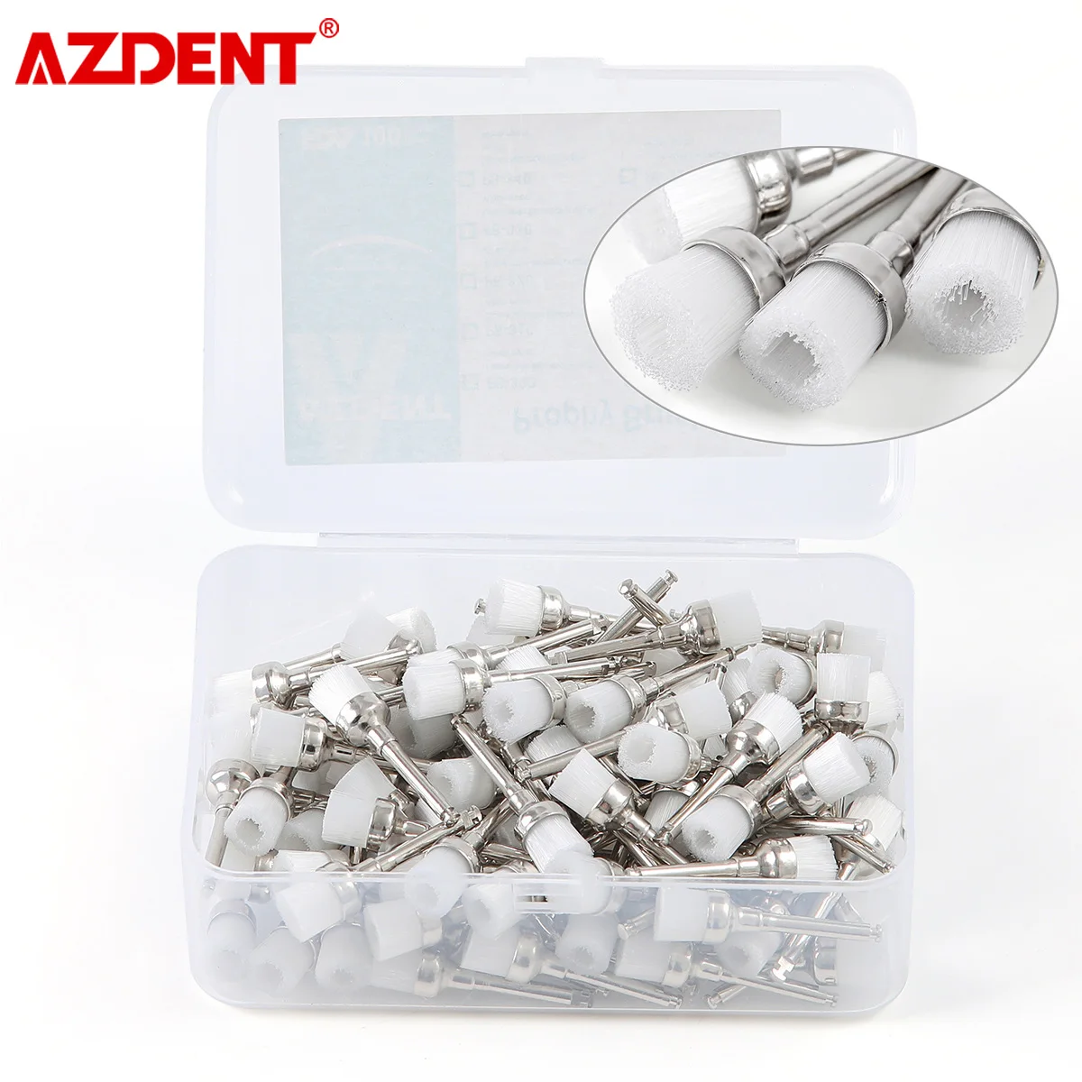 100pcs/Box AZDENT Dental Nylon Polishing Brushes Bowl / Flat Shape Latch Type (R