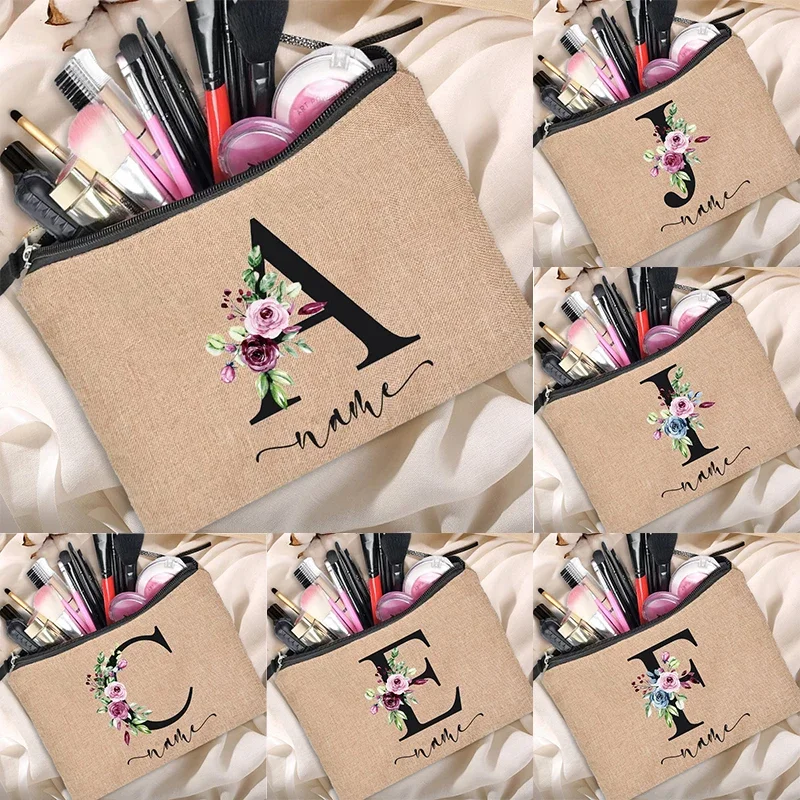 Linen Make Up Cosmetic Bag Outdoor Travel BeautyParty Lipstick Bag Makeup Bag Cu