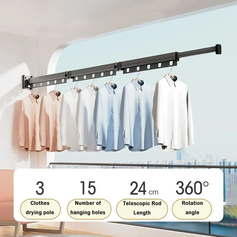 Suction Wall Mount Folding Clothes Drying Rack With Retractable Suction Cup Exte