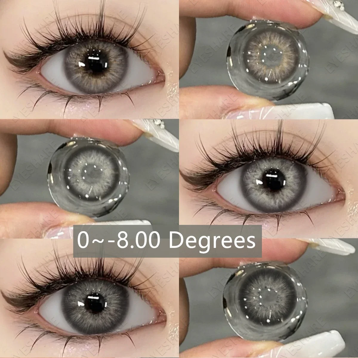 EYESHARE 2 Pcs Myopia Lenses Colored Contacts Lenses Gray Lenses With Prescripti