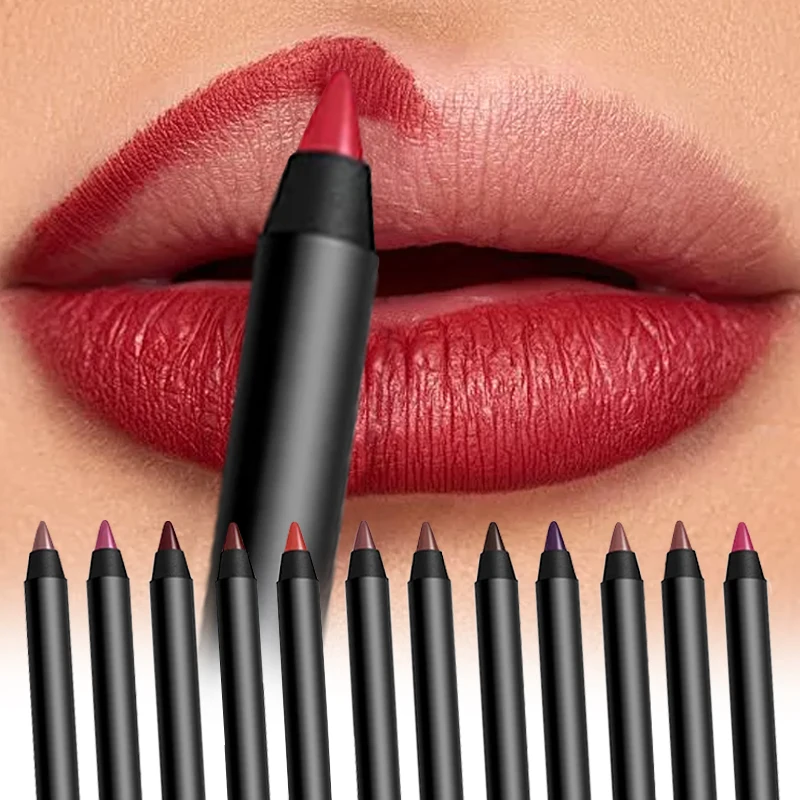 13pcs Colors Sexy Lip Liner Pencil Waterproof Matte Lipstick Non-stick Cup Makeu