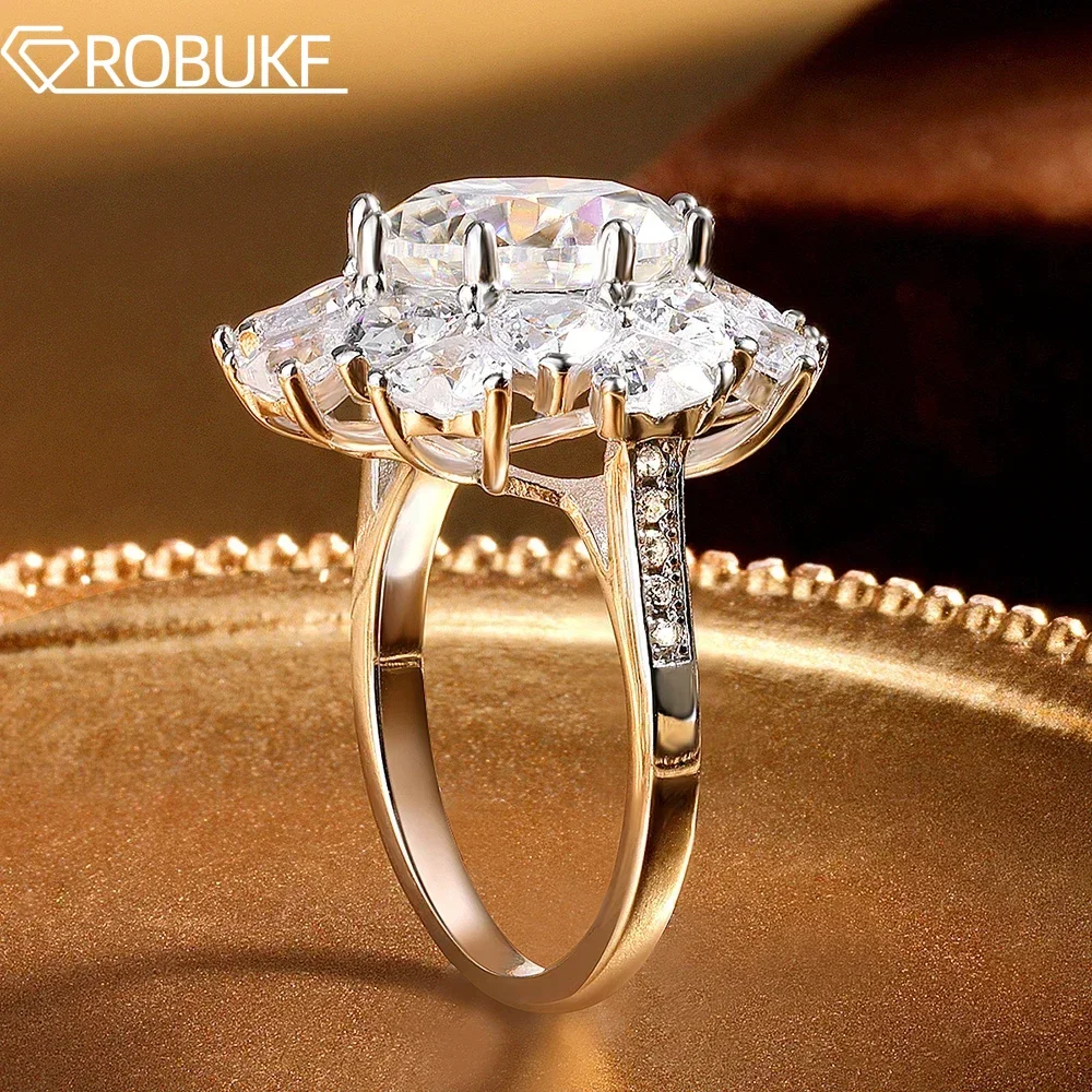 5 Carat D Color Moissanite Ring for Women 925 Sterling Silver Plated 18k White G